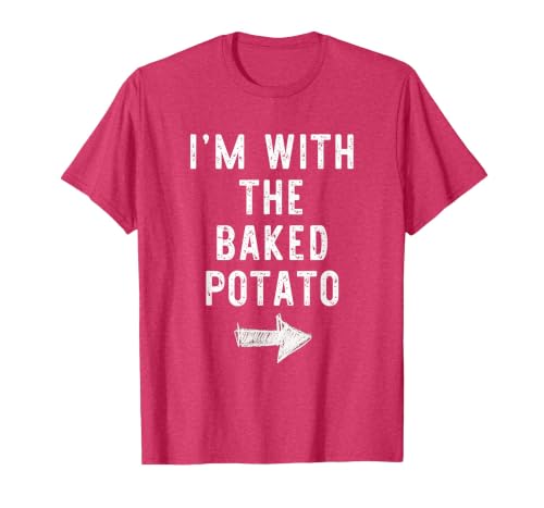 Im With The Baked Potato Halloween Costume I’m with The Baked Potato Funny Halloween Couple Costume T-Shirt - size chart
