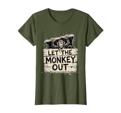 Mademark Let the Monkey Out Wild Primate Graphic Design T-Shirt - Women - size chart
