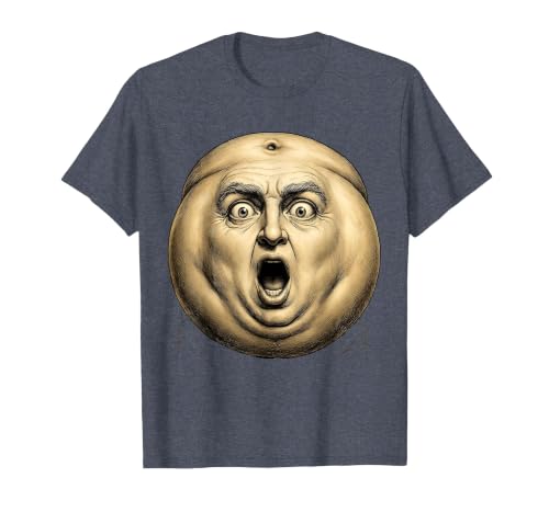 Mademark Belly Button Surprised Cartoon Face Funny Graphic T-Shirt - Men - size chart