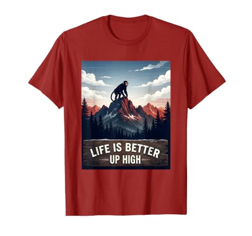Mademark Life Is Better Up High Monkey Design T-Shirt - Men - size chart