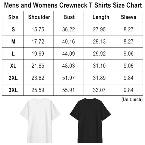 Unisex Adult Men & Women Soft T-Shirt Breathable Crewneck Short Sleeve Workout Shirt Tops - size chart