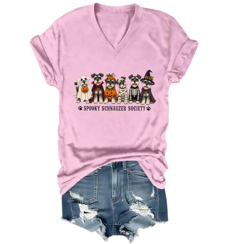 WQFQW Spooky Schnauzer Society Halloween Shirt Terrifying Halloween T-Shirt - size chart