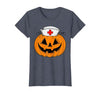 Halloween Tees for Women Men Kids Funny Pumpkin Nurse Scary Halloween Costume RN CNA ICU Women T-Shirt - size chart