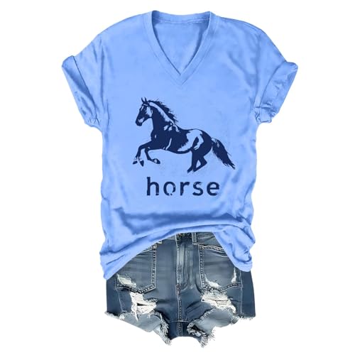 Pukcoun Horse Shirt Horse Lover V-Neck Shirt Retro Graphics T-Shirt Unisex - size chart