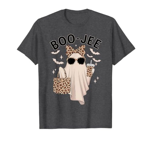 Halloween Boo-Jee Leopard Ghost Coquette Bow Coquette Leopard Ghost Coffee Boo-JEE Halloween Boujee Ghost T-Shirt - size