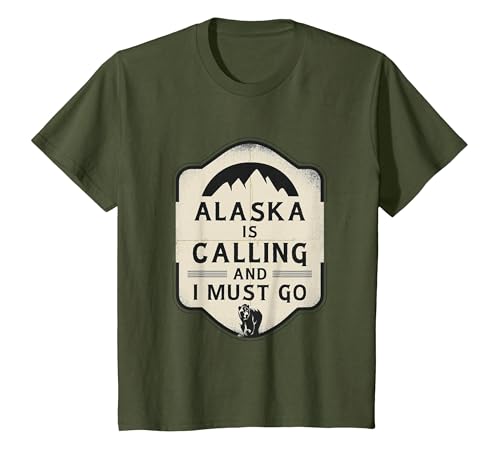 Alaska is Calling and I Must Go Mountains Bear T-Shirt - size chart
