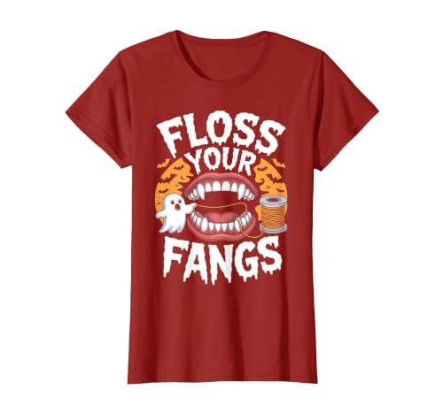 Spooky Dental Office Halloween Dental Crew Ghost Floss Your Fangs Dental Halloween Shirt Dentist Halloween T-Shirt - size