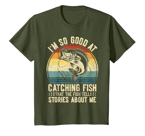 Fishing Fisherman Saying I'm So Good At Catching Fish that The Fish Tell Stories T-Shirt - size chart