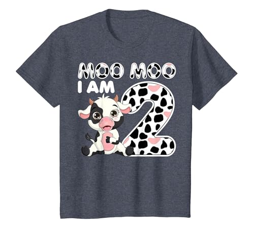 Cow 2nd Birthday Gifts Co. Cow Moo Moo I'm Two - 2 Years Old Cow Lover 2nd Birthday T-Shirt - size chart