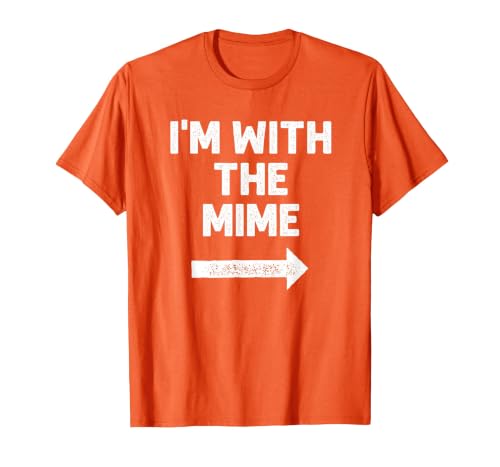 Funny DIY Mime Couples Halloween Costume Funny I'm with the Mime Easy Couples Halloween Costume T-Shirt - size chart