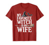 Cute Spooky Season Party Trick-or-treating Custume My Favorite Witch is My Wife Funny Halloween Husband Couple T-Shirt -