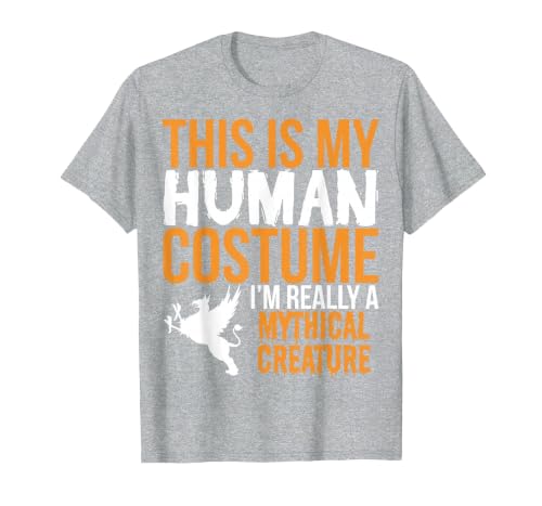 This is My Human Costume Mythical Creature - Halloween Funny T-Shirt - size chart