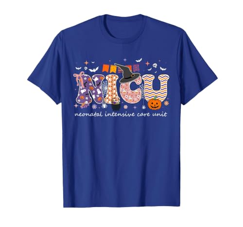 Halloween NICU Nurse Neonatal Intensive Care Neonatal Intensive Care Unit Coquette NICU Nurse Halloween T-Shirt - size chart