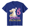 Kids 5th Birthday Rabbit Princess Girl Bunny 5 Years Old T-Shirt — design detail