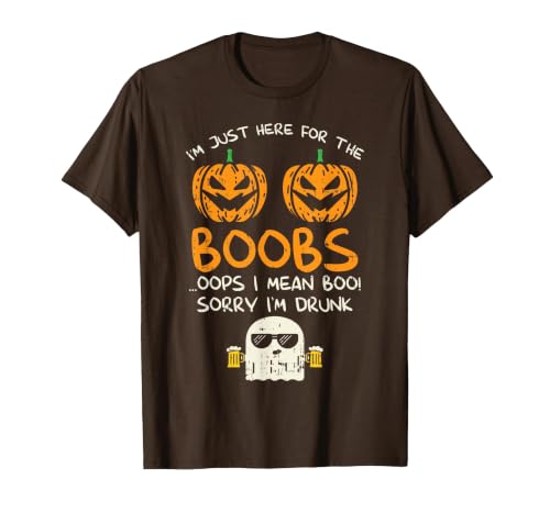 BoredKoalas Funny Halloween Costume Shirts 2021 Im Just Here for The Boobs Boos Drunk Ghost Beer Halloween T-Shirt - size