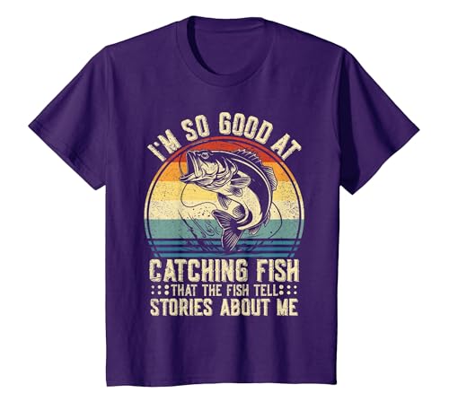 Fishing Fisherman Saying I'm So Good At Catching Fish that The Fish Tell Stories T-Shirt - size chart