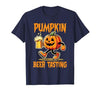 Beer Halloween Costume Pumpkin Beer Tasting Funny Halloween Beer Lover Drinking T-Shirt - size chart
