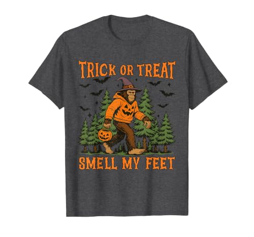 Bigfoot Halloween Costume Party Outfits Trick Or Treat Smell My Feet Bigfoot Halloween Sasquatch T-Shirt - size chart