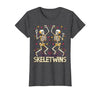 Spirit Week Twin Day Skeletwins Halloween Twins Dancing Skeletons Twins Halloween Matching Skeletwins T-Shirt - size chart