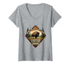 Mademark Women's Do Not Pet The Fluffy Cows Custer State Park Design V-Neck T-Shirt - size chart