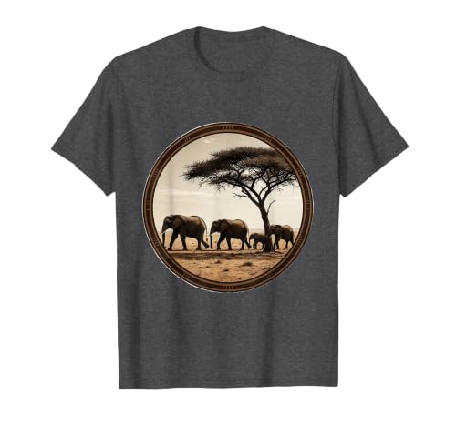 Mademark Elephant Herd Crossing Dusty Savanna Plains T-Shirt - Men - size chart