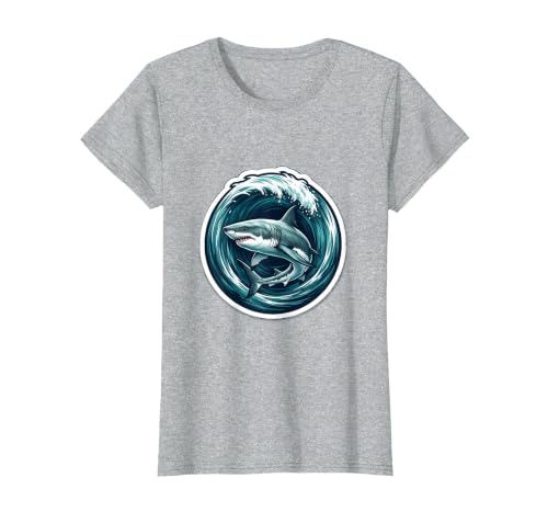 Mademark Shark In The Barrel Wave Graphic T-Shirt - size chart