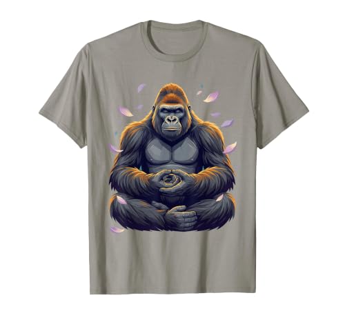 Mademark Meditating Gorilla Zen Monkey Graphic Design T-Shirt - Men - size chart