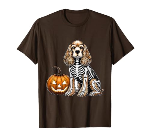Spooky Cocker Spaniel Skeleton Costumes Halloween Cocker Spaniel Skeleton Jack O Lantern Funny Dog Halloween T-Shirt - size