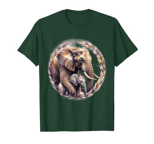Mademark Elephant Love Gentle Trunk Embrace Wildlife Art T-Shirt - Men - size chart
