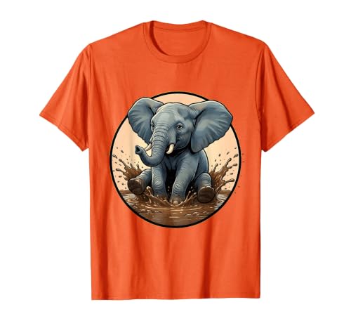 Mademark Baby Elephant Splashing in Muddy Puddle T-Shirt - Men - size chart
