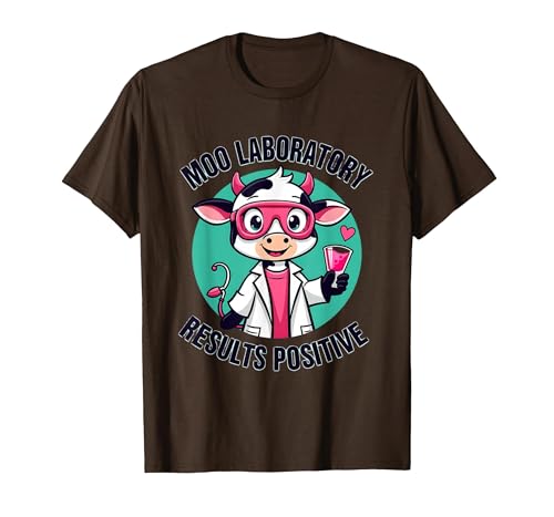Mademark Moo Laboratory Results Positive Cow Design T-Shirt - size chart
