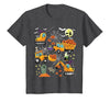 Kids Fun Construction Vehicle Halloween spider web Kids Construction Vehicle Halloween Crane Truck Pumpkin Boys T-Shirt -