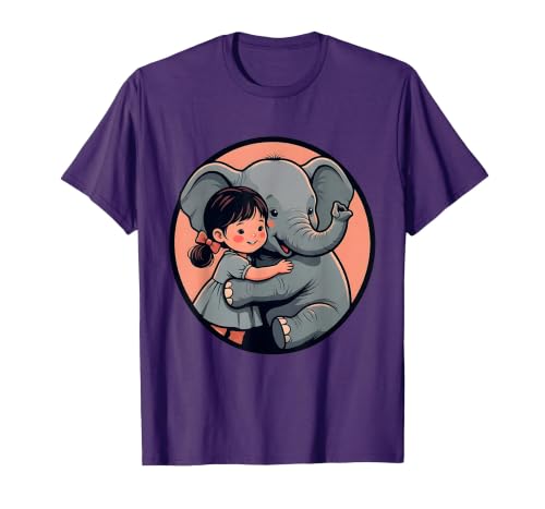 Mademark Cute Girl Snuggling Baby Elephant Graphic Tee T-Shirt - Men - size chart