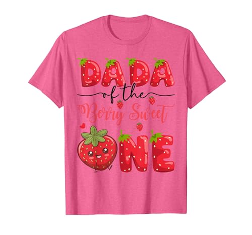 Kawaii Strawberry 1St Birthday Matching Dada of The Berry Sweet One Strawberry First Birthday T-Shirt - size chart