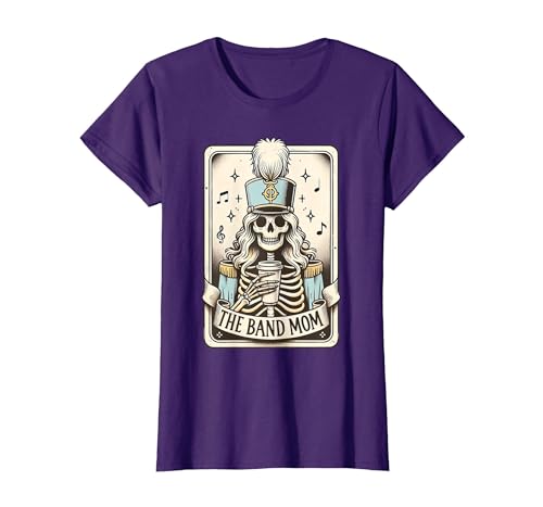 Marching Band Mom Tarot Card Skeleton Halloween Marching Band Mom Tarot Card Skeleton Mom Musical Instrument T-Shirt - size