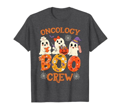 Oncology Boo Crew Funny Ghost Halloween Spooky Costume Nurse T-Shirt - size chart