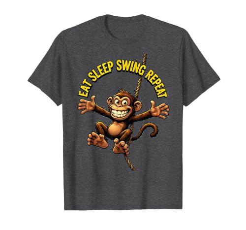 Mademark Eat Sleep Swing Repeat Monkey Graphic Design T-Shirt - Men - size chart
