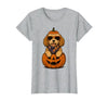 Funny Retro Maltipoo mom Halloween Spooky Cavapoo Pumpkin Halloween Doodle Dog Lover T-Shirt - size chart