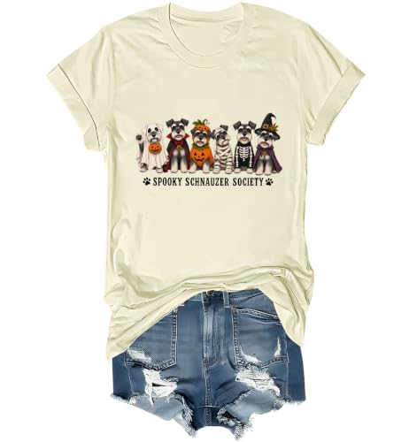 WQFQW Spooky Schnauzer Society Halloween Shirt Terrifying Halloween T-Shirt - size chart