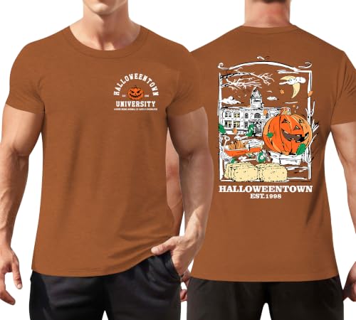 Ithalt Mens Halloween Shirt Halloweentown T Shirt Pumpkin Short Sleeve Top - size chart