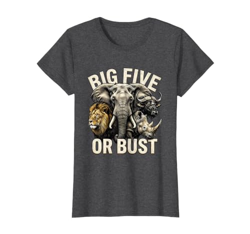 Mademark Big Five or Bust Safari Wildlife Design T-Shirt - Women - size chart