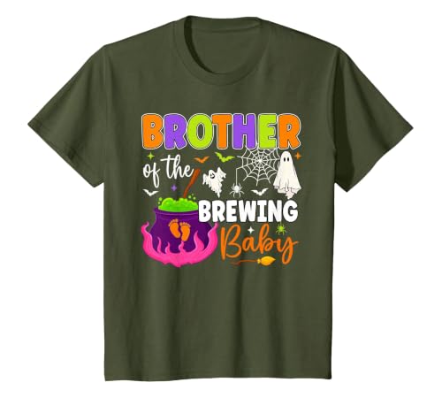Halloween Baby Shower Brewing Baby Family Matching Brother of Brewing Baby Halloween Theme Baby Shower Spooky T-Shirt - size