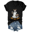 WQFQW Boo JEE 2026 Ghost Funny Halloween Leopard Print Ghost Shirt for Women - size chart