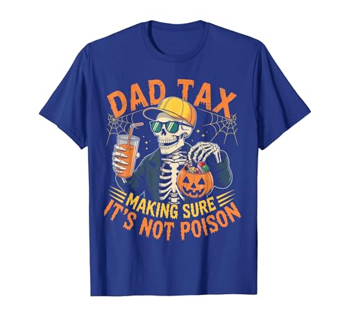 Dad Tax Halloween Pumpkin Candy Art Dad Tax Halloween Pumpkin Candy Funny Skull Men Dad Joke T-Shirt - size chart