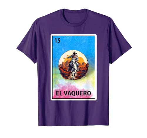 Cowboy Mexican Cards Mexican Bingo El Vaquero T-Shirt - size chart
