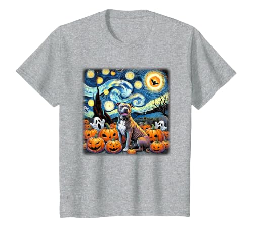 Pitbull Starry Night Tees Starry Night Pitbull Halloween T-Shirt - size chart