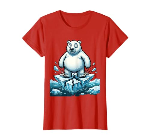 Mademark Polar Bear on Cracking Ice Floe Illustration T-Shirt - size chart