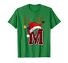 Christmas Buffalo Plaid Alphabet Tees Letter M Name Initial Buffalo Plaid Alphabet Monogram T-Shirt - size chart