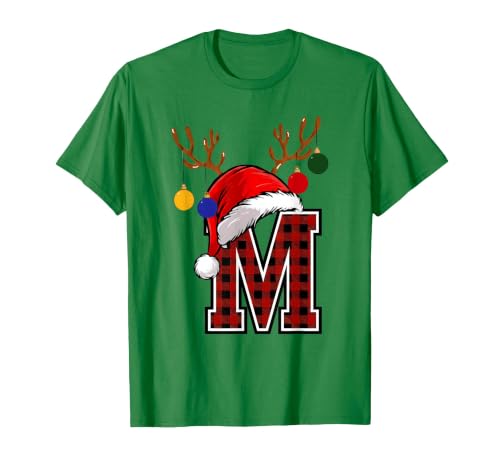 Christmas Buffalo Plaid Alphabet Tees Letter M Name Initial Buffalo Plaid Alphabet Monogram T-Shirt - size chart