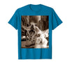 Funny Bunny Rabbit Selfie with T-Rex Tyrannosaurus Dinosaur T-Shirt — design detail